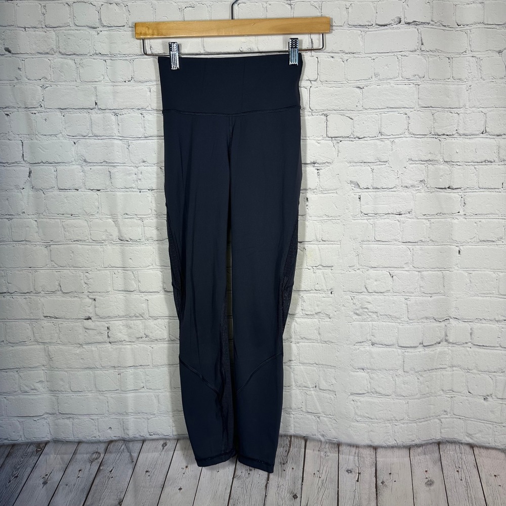 Lululemon Leggings 2 Polka Dot 7/8 Pant High‎ Rise Mesh Black Pants LW5A16